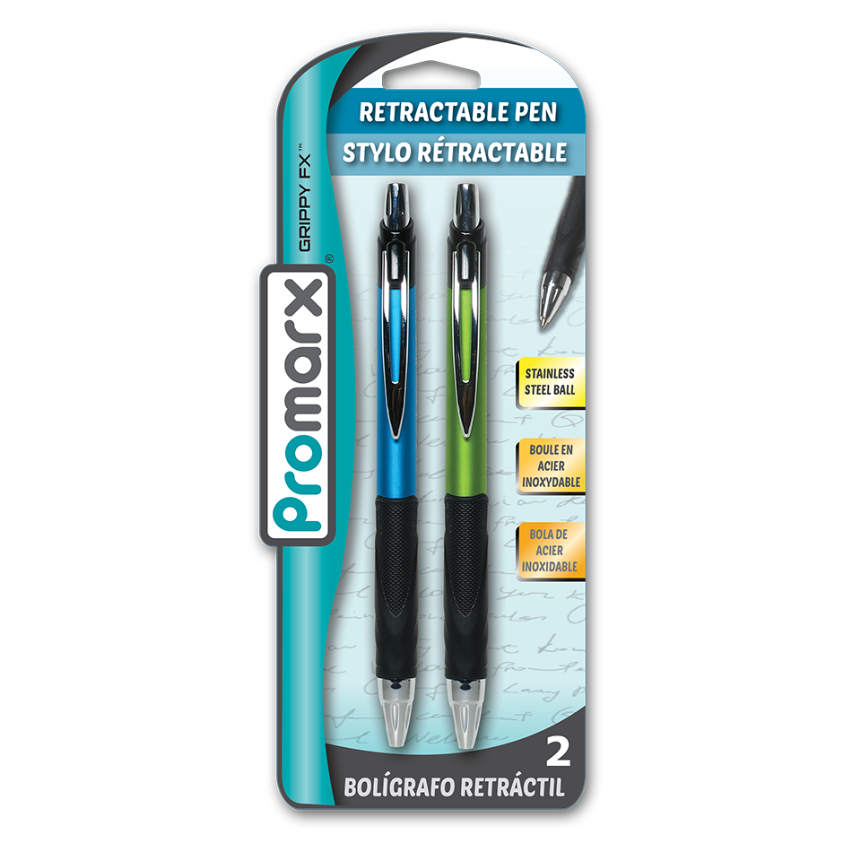 Grippy FX Premium Retractable BP Pens 2 ct