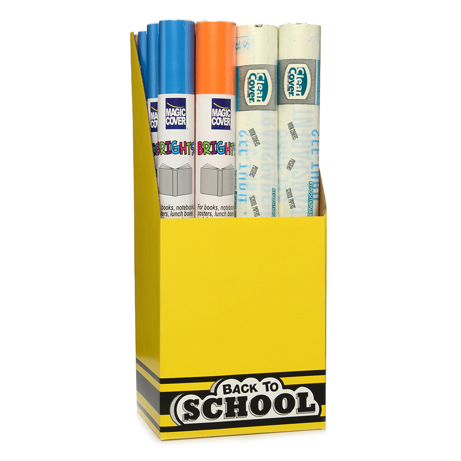 13.5” x 5 ft Clear & Brights Assorted Rolled Adhesive Paper Covers