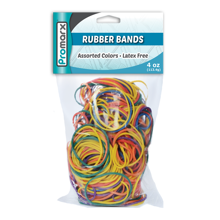 Rubber Bands Assorted Colors 4 oz Promarx