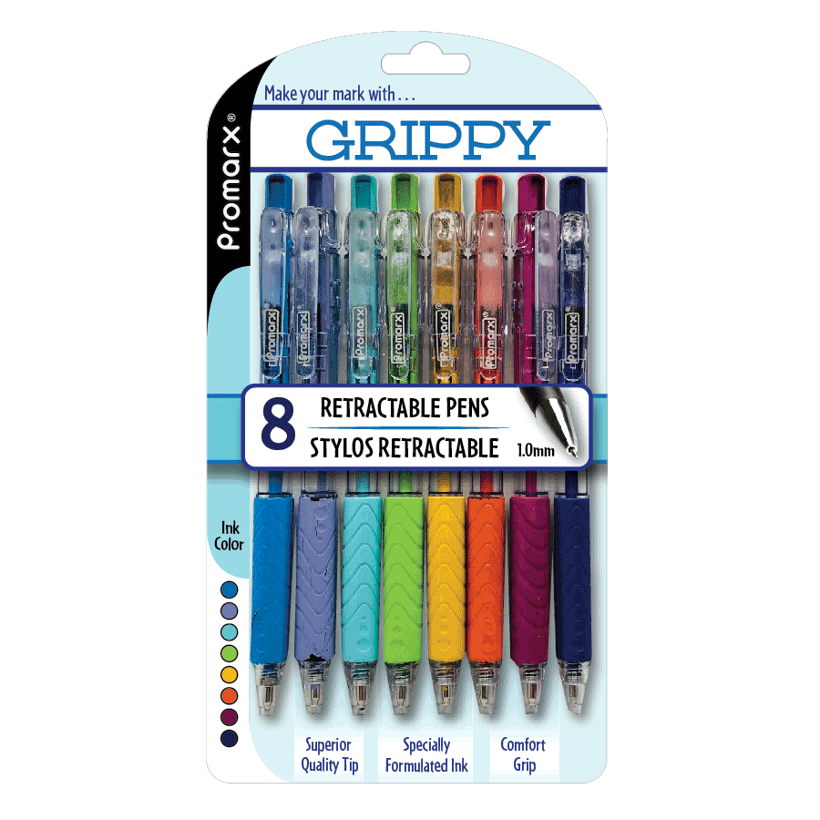 Semi Retractable Pens with Clear Body 8 ct