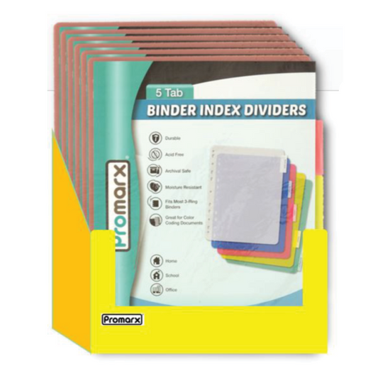 Display Tray YD01 5 Tab Poly Binder Index Divider 36 ct