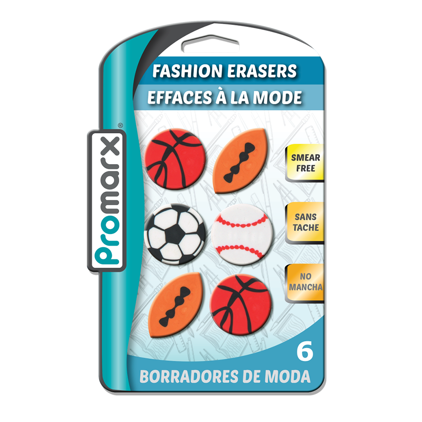 Fashion Erasers 6 ct