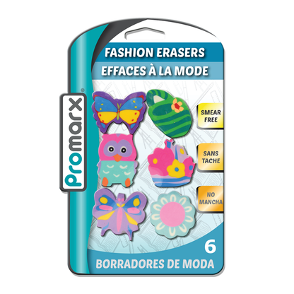 Fashion Erasers 6 ct