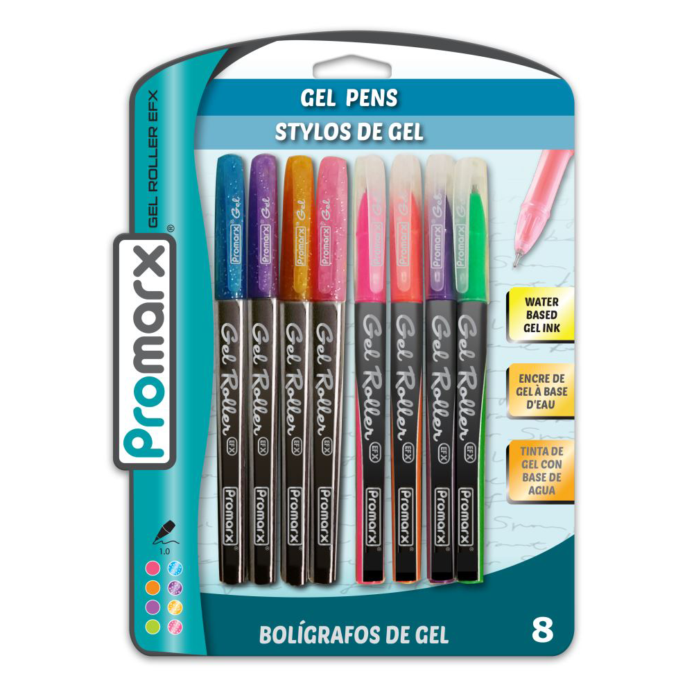 Fashion 4 Neon & 4 Glitter Gel Pens 1.0mm 8 ct – Promarx