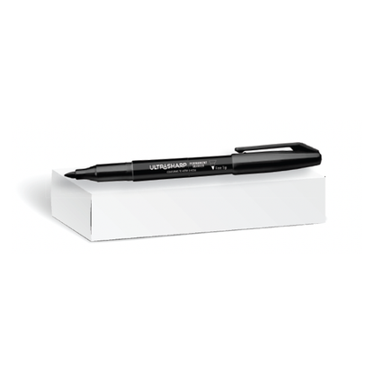 UltraSharp White Box 12 ct Assorted Tip Black Ink Permanent Marker