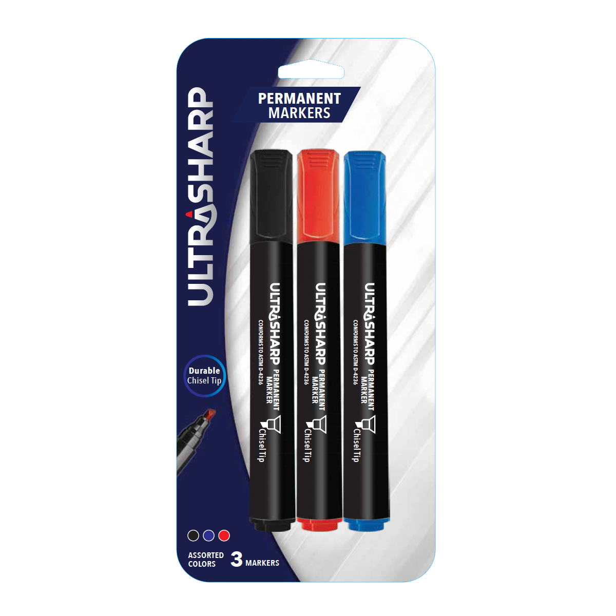 UltraSharp 3 ct Large Assorted Color Permanent Marker