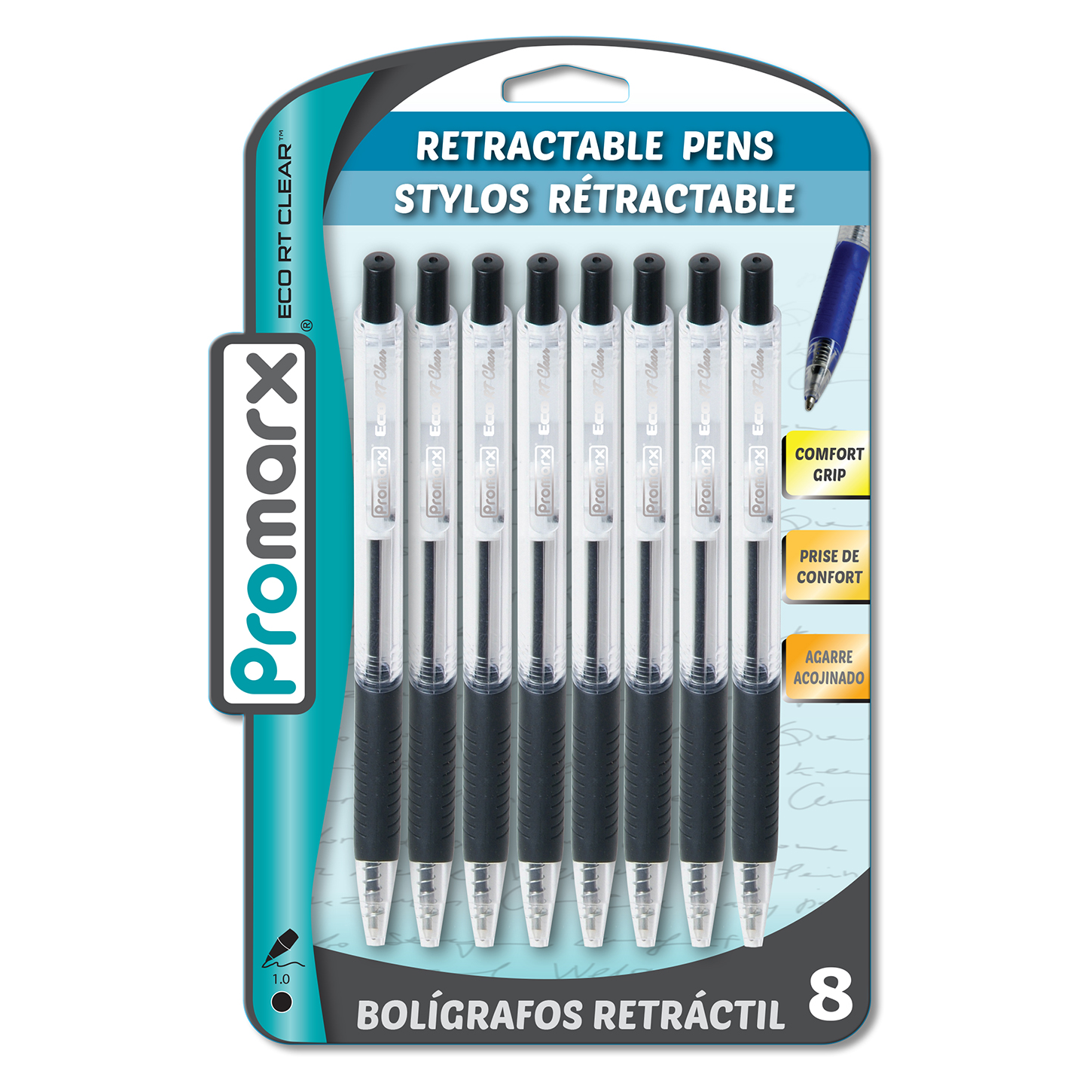 Semi Retractable BP Pens 8 ct Promarx