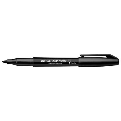 UltraSharp White Box 12 ct Assorted Tip Black Ink Permanent Marker