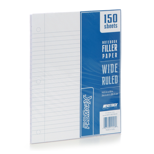 10.5” x 8” Loose Filler Paper 3-Hole Punched Wide Ruled