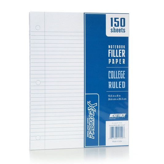 10.5” x 8” Loose Filler Paper 3-Hole Punched College Ruled