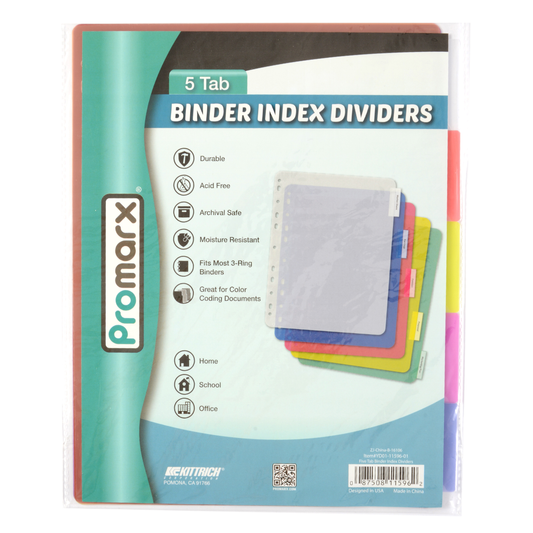 5 Tab Poly Binder Index Dividers